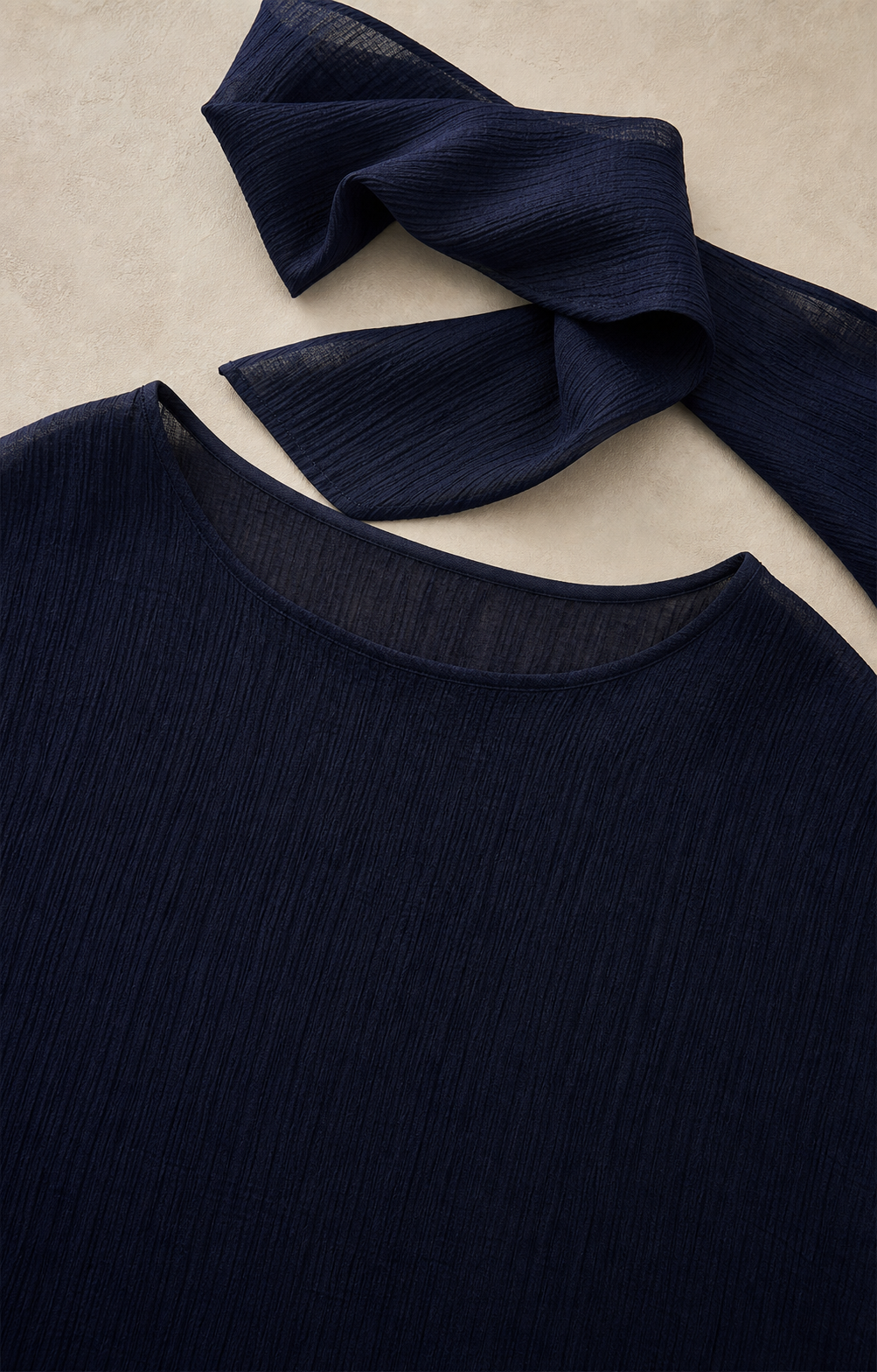 Tie-Neck Reversible Short-Sleeve Blouse