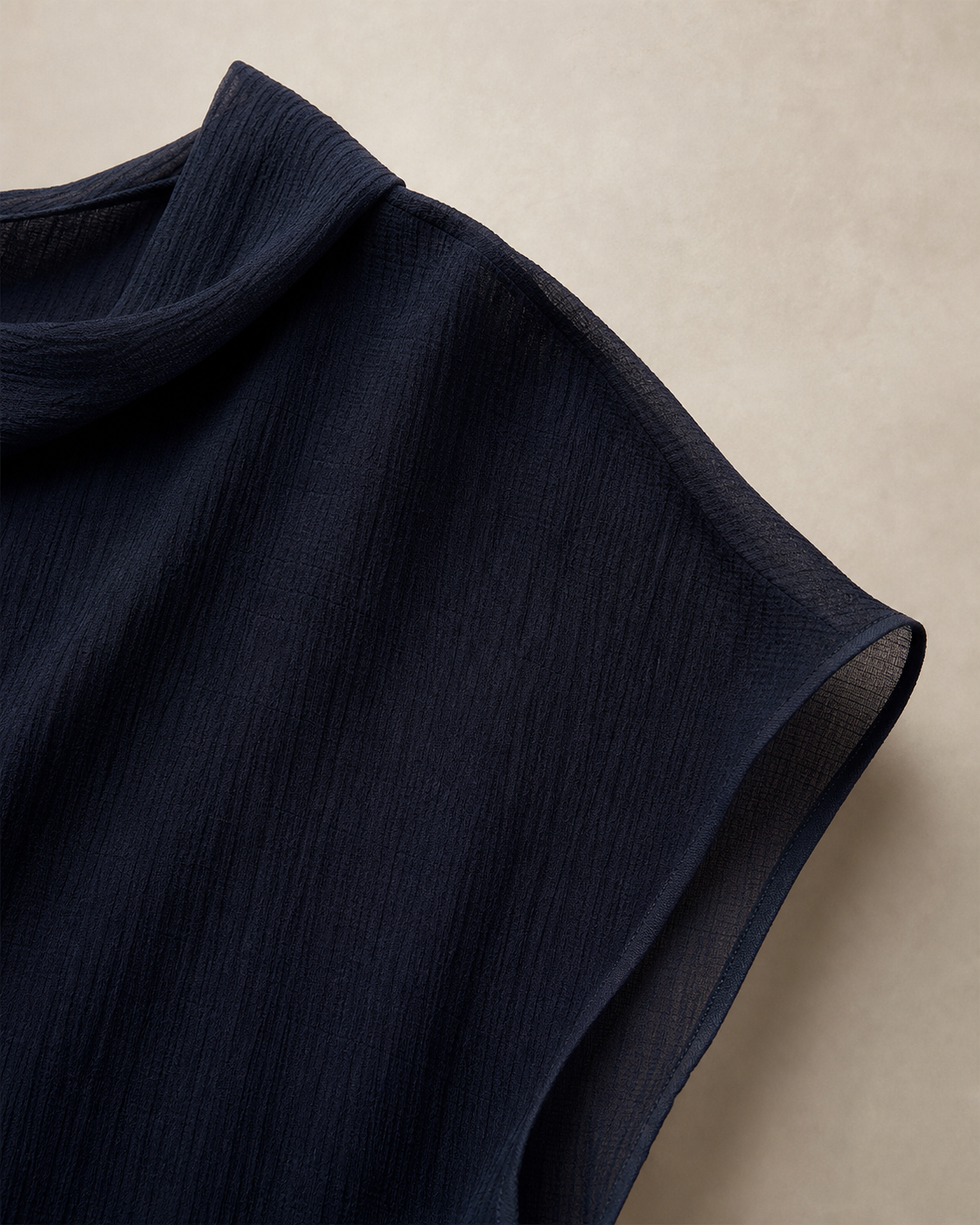 Tie-Neck Reversible Short-Sleeve Blouse