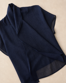 Tie-Neck Reversible Short-Sleeve Blouse