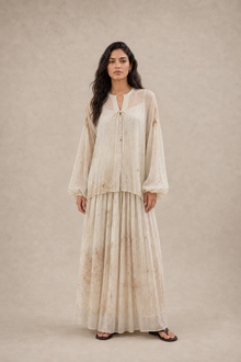 Gradient-Dyed Cupro Long-Sleeve Blouse
