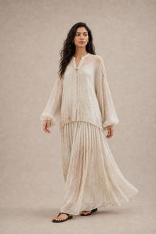 Gradient-Dyed Cupro Long-Sleeve Blouse
