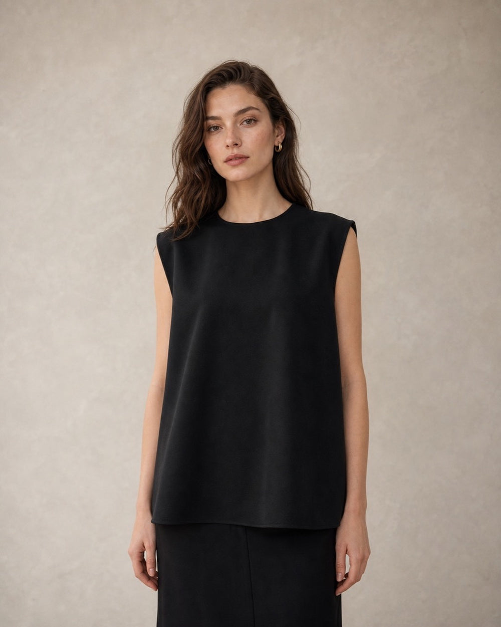 Back-Button Cupro Sleeveless Top