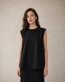 Back-Button Cupro Sleeveless Top