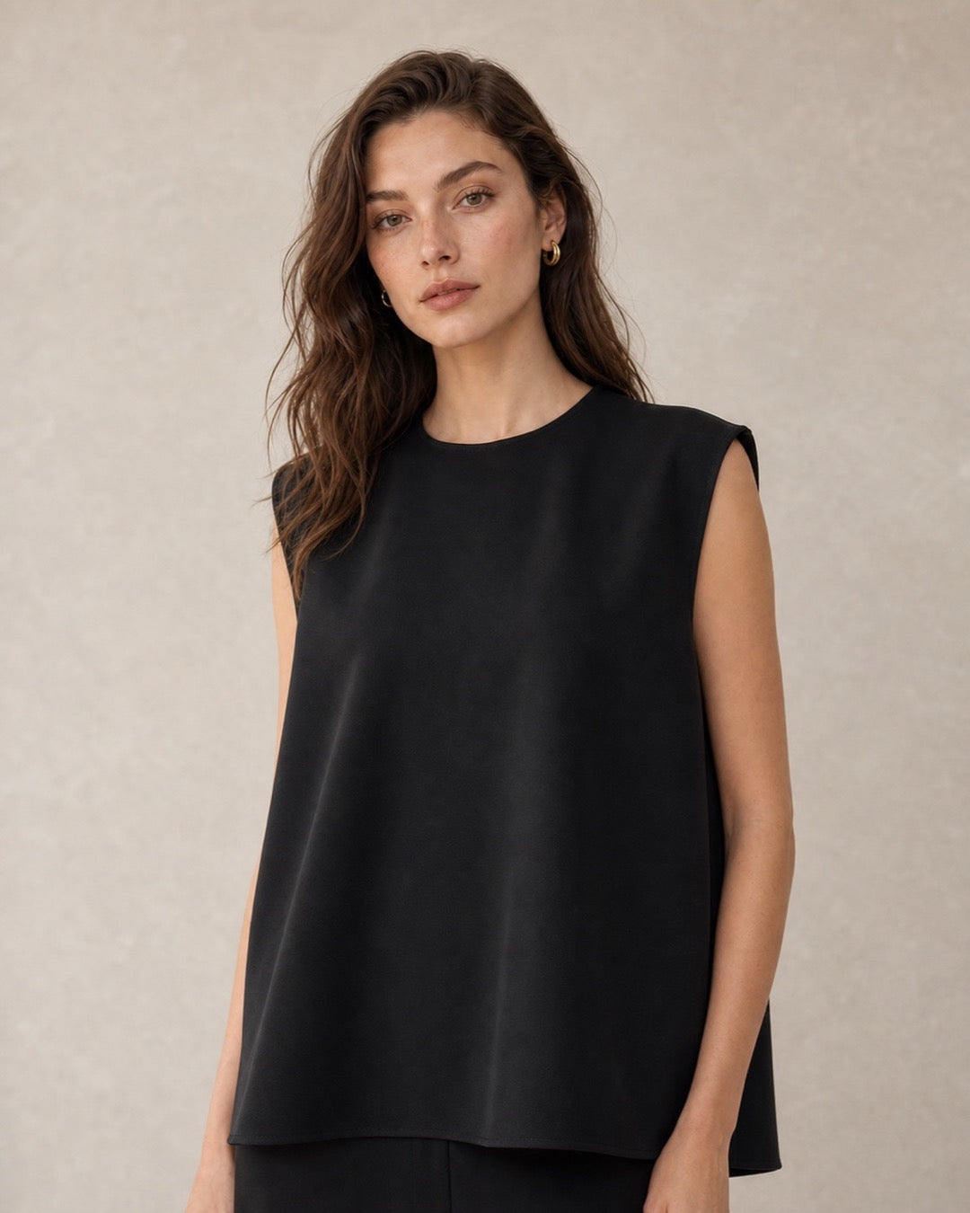 Back-Button Cupro Sleeveless Top