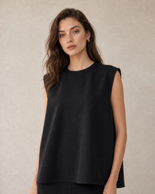 Back-Button Cupro Sleeveless Top