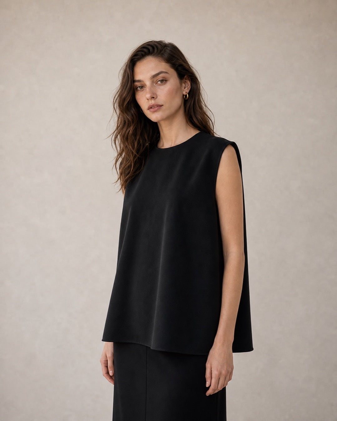 Back-Button Cupro Sleeveless Top