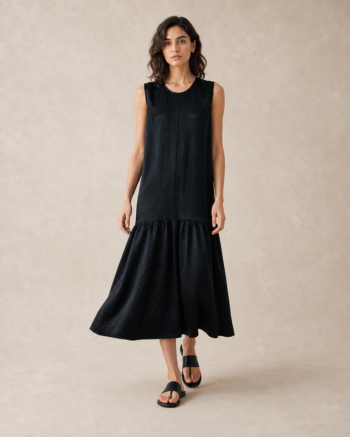 Cupro Sleeveless Midi Dress
