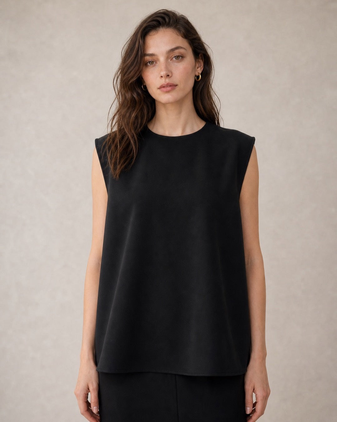 Back-Button Cupro Sleeveless Top