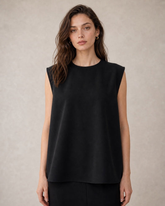 Back-Button Cupro Sleeveless Top - product view 1