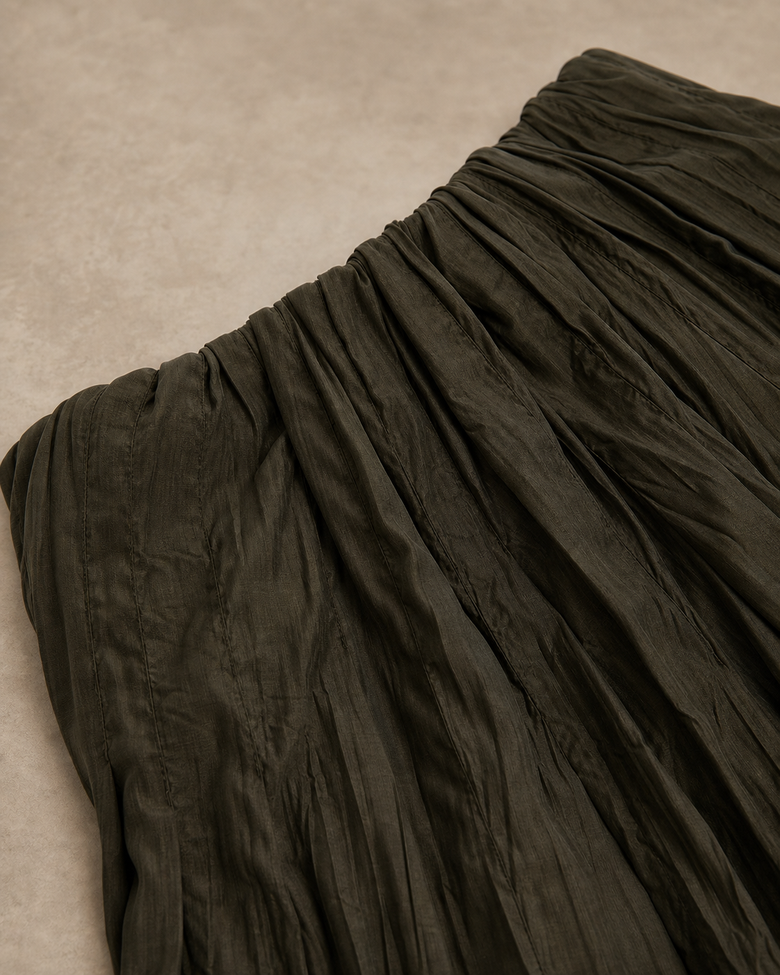 Draped Pleated A-Line Midi Skirt