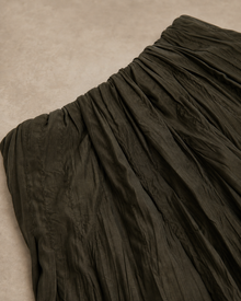 Draped Pleated A-Line Midi Skirt