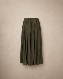 Draped Pleated A-Line Midi Skirt