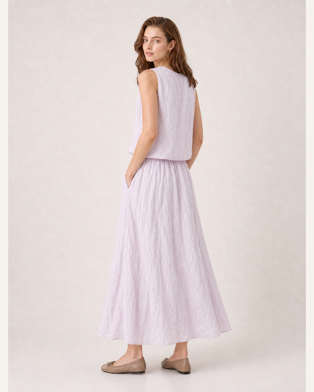 Crinkle A-Line Midi Skirt