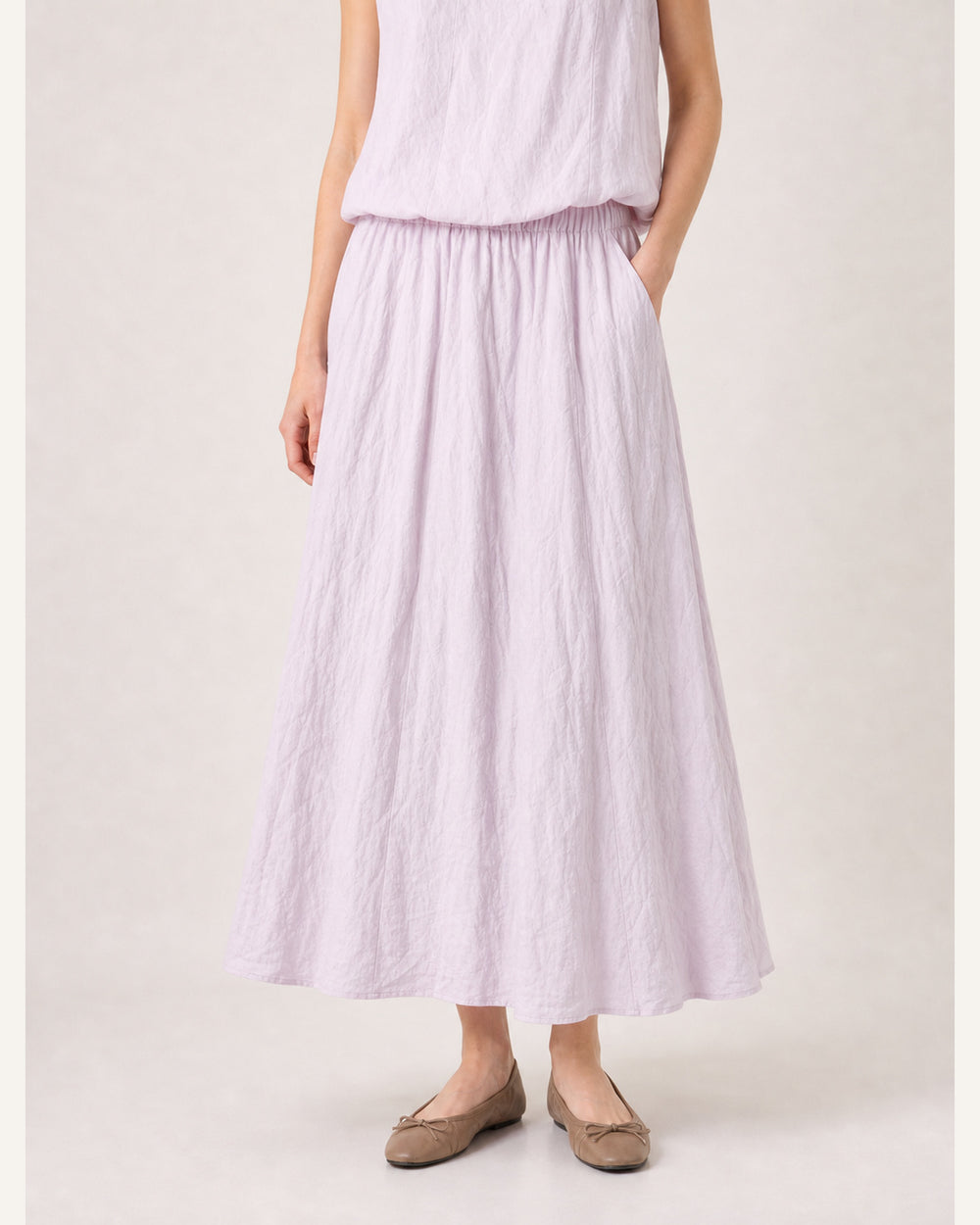 Crinkle A-Line Midi Skirt