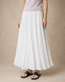 Draped Pleated A-Line Midi Skirt