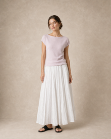 Draped Pleated A-Line Midi Skirt