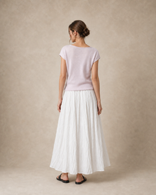 Draped Pleated A-Line Midi Skirt